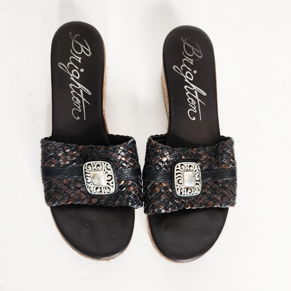 Brighton Hamlet Cork Wedge Slip On Woven Slide Sandals Size 7 - Picture 11 of 12